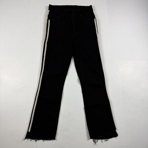 Mother Jeans Womens 24 Black Insider Crop Step Fray Speed Racer Side Stripe USA